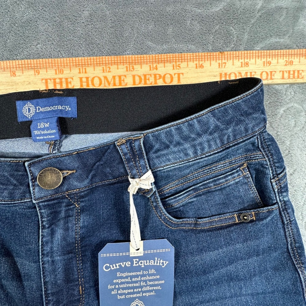 Democracy Womens 18W Ab-solution Straight Leg Jeans Dark Wash Blue Stretchy - Picture 10 of 12